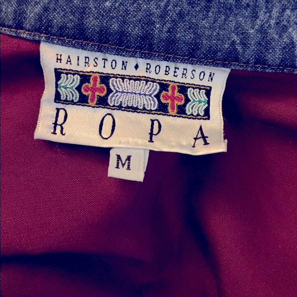 Vintage ROPA Western style Denim & velour top - Picture 3 of 8